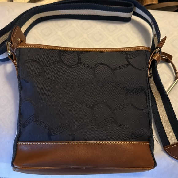Champs, Cross Body Bag, Navy with Brown leather trim.  EUC only used 1 x. - Picture 2 of 6